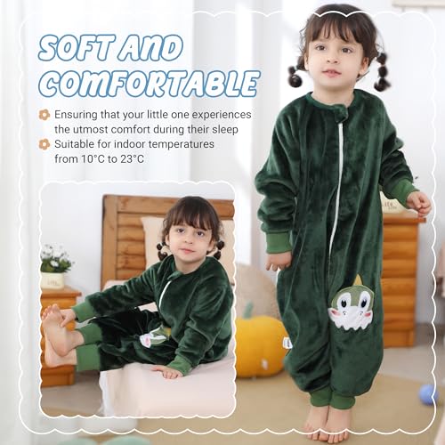 Image of MICHLEY Flannel Baby Sleeping Bag Unisex Pajamas, Long Sleeve Zipper Wearable Sleeping Sack for Autumn Winter Boys Girls