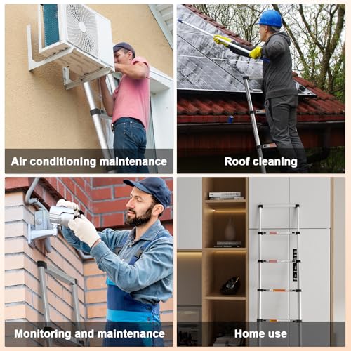 Telescopic Ladder 2.6m/8.5FT,Stainless Steel Lightweight Extension Ladder with Automatic Locking,Non-Slip Feet,Load 150kg/330lb,Multi-Purpose Collapsible Ladder for Household and Outdoor Working 8 Telescopic Ladder 2.6m/8.5FT,Stainless Steel Lightweight Extension Ladder with Automatic Locking,Non-Slip Feet,Load 150kg/330lb,Multi-Purpose Collapsible Ladder for Household and Outdoor Working - Image 8