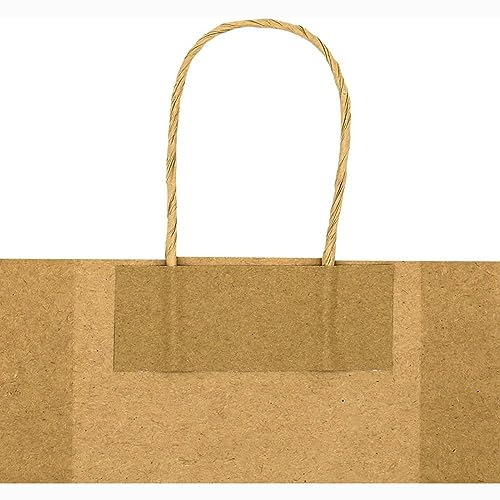 Image of Small Blue Kraft Paper Bags with Handles Bulk, Bagmad Gift Bags 5.25x3.25x8 inch 100 Pcs Pack, Craft Grocery Shopping Retail Party Wedding Bags Sacks (Blue, 100pcs)
