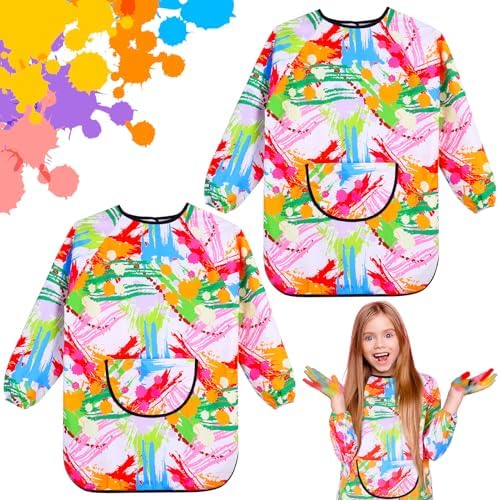 2Pcs Kids Art Aprons for Age 7-12 Years Girls Boys,Waterproof Gra...