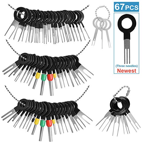 67pcs terminal outil de suppression de terminal pour le câblage électrique de voiture connecteur de sertissage broche réparation Remover outils clés ensemble Cover
