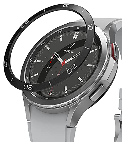 Image of Ringke Bezel Styling Compatible with Samsung Galaxy Watch 4 Classic 46mm Adhesive Frame Ring Cover Anti Scratch [Aluminum] Protection for Galaxy Watch4 Classic 46mm - Black [46-15]