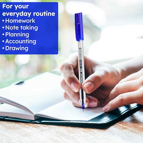 Image of PENSAN Blue Ballpoint Pens,1.0 mm Medium Point, Blue Pens, Ergonomic Triangle Grip, 50-Count Pack of Bulk Pens