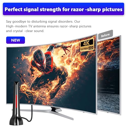 TV-Aerial-Strong-Magnetic-Base-Easy-Installation-with-Booster-420-Indoor-Aerial-for-Smart-tv-Support-4K-1080P-HDTV-984ft-Coax-Cable - Izzgadgets.com