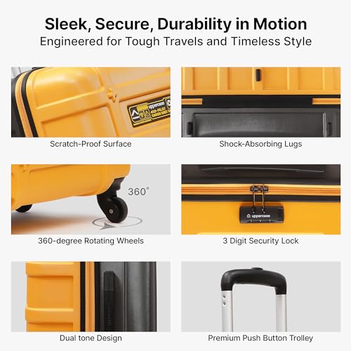 uppercase-Cargo-74cmLarge-Check-in-Trolley-Bag-Dualtone-Spinner-Hardsided-Luggage-Secure-Combination-Lock-Scratch-proof-Surface-Mesh-ConviPack-Suitcase-for-Men-Women-2000-Days-WarrantyYellow