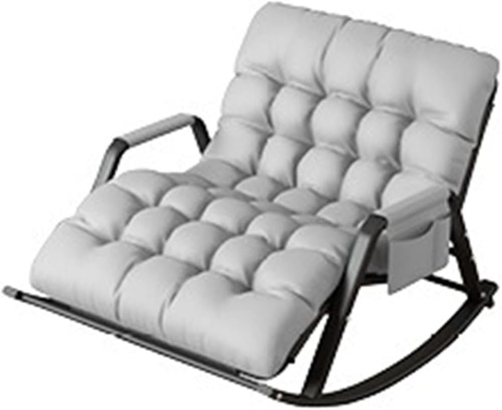 Fauteuil à bascule rembourré et moderne avec poches pour salon et balcon