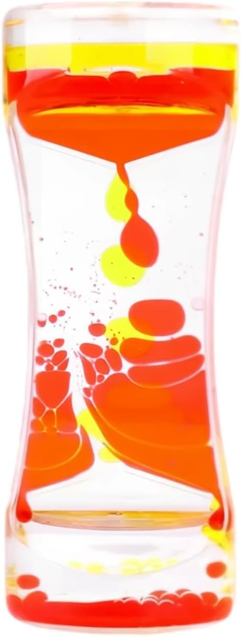 – Liquid Motion Bubbler, Sensory Fidget Desk Toy with Hourglass Timer Design, Visual Relaxation Tool for Office Home School Use, Calming Focus Aid for Kids and Adults (Red-Yellow)