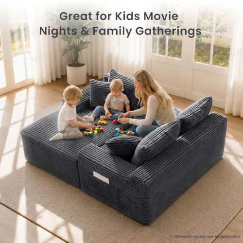 95" Modular Sectional Sofa, Boneless Chaise L-Shaped Couch for Living Room - image 5