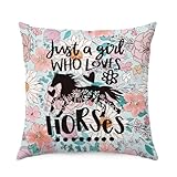 QROZIAR Vintage Floral Horses Pillow Covers - 18x18, Gifts for Girls, Kids & Women