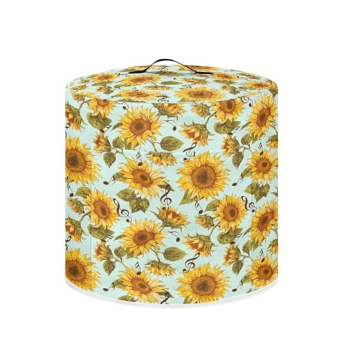 Image of Cozeyat Sunflower Notes Pressure Cooker Air Fryer Cover,Round Pressure Cooker Dust Cover,Protective Cover with Pocket Kitchen Appliances for Electric Pressure Cooker Air Fryer Rice Cooker Steamer