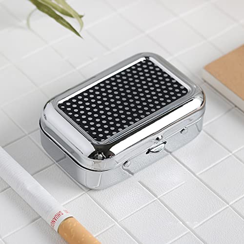 Image of 1PC Mini Compact Portable Ashtray, Stainless Steel Table-top Ash Tray, Creative Fashion Personality Small Car Ashtrays with Lid for Outdoor Travelling Camping