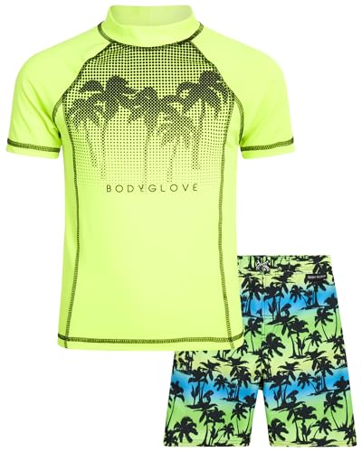 Image of Body Glove Boys Swim Set - 2 Piece Boys Swim Trunks with Rash Guard UV Protection Swimsuit Kids Bathing Suits (Sizes 4-12)