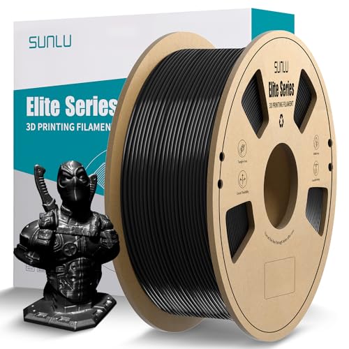 SUNLU Official Elite PETG Filament 1.75mm - 1kg(2.2lbs) Strong 3D Printer Filament, 1.75mm Dimensional Accuracy +/- 0.02mm, 320 Meters, Black A-black
