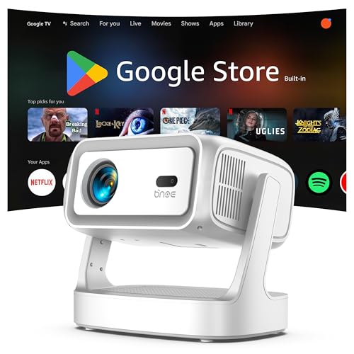 Image of 4K Projector with WiFi and Bluetooth, 2000 ANSI Outdoor Projectors with Built-in 10,000+ Apps, Bnoe Native 1080P Smart Proyector for Home Theater Movie with Dual Speaker and Voice Control & Auto Focus