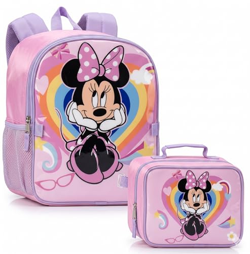 Fast Forward Minnie Mouse 16 Backpacks With Lunch Bag - Licensed Characters Kids Schoolbag