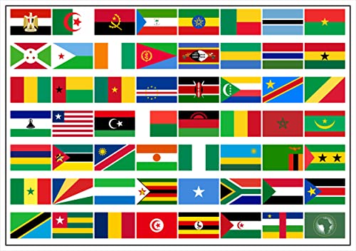 Daged Conjunto de adhesivos de banderas de África - Todos los países - Pegatinas en hoja adhesiva - Bandera para coche - Decal ALL