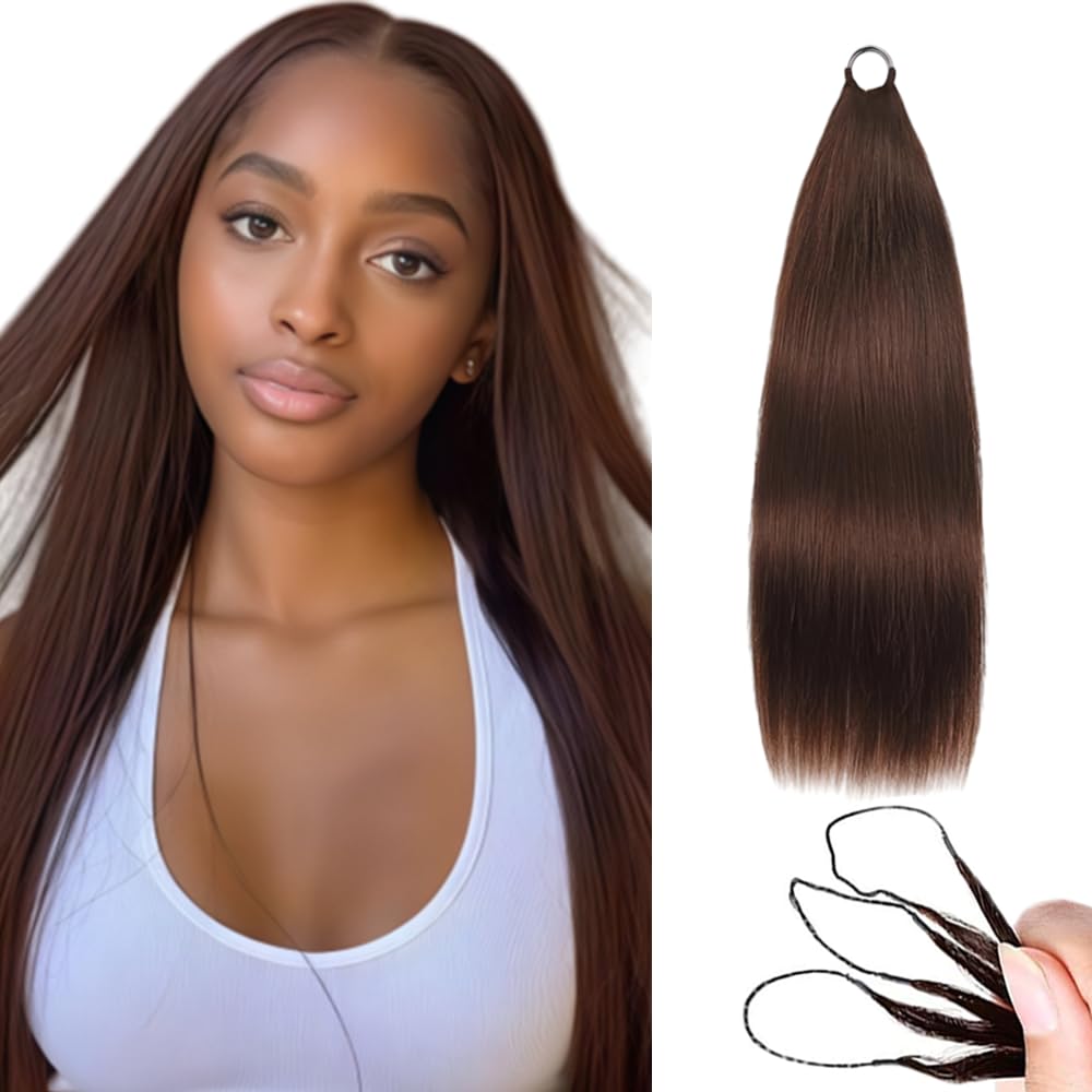 24 Inch dritto Feather Crochet Hair Extension Bundles #4 Chocolate Brown Reusable Miracle Hair Bundles 50 G/Pc 20 Strands Pre-Separated Crochet Hair For Woman
