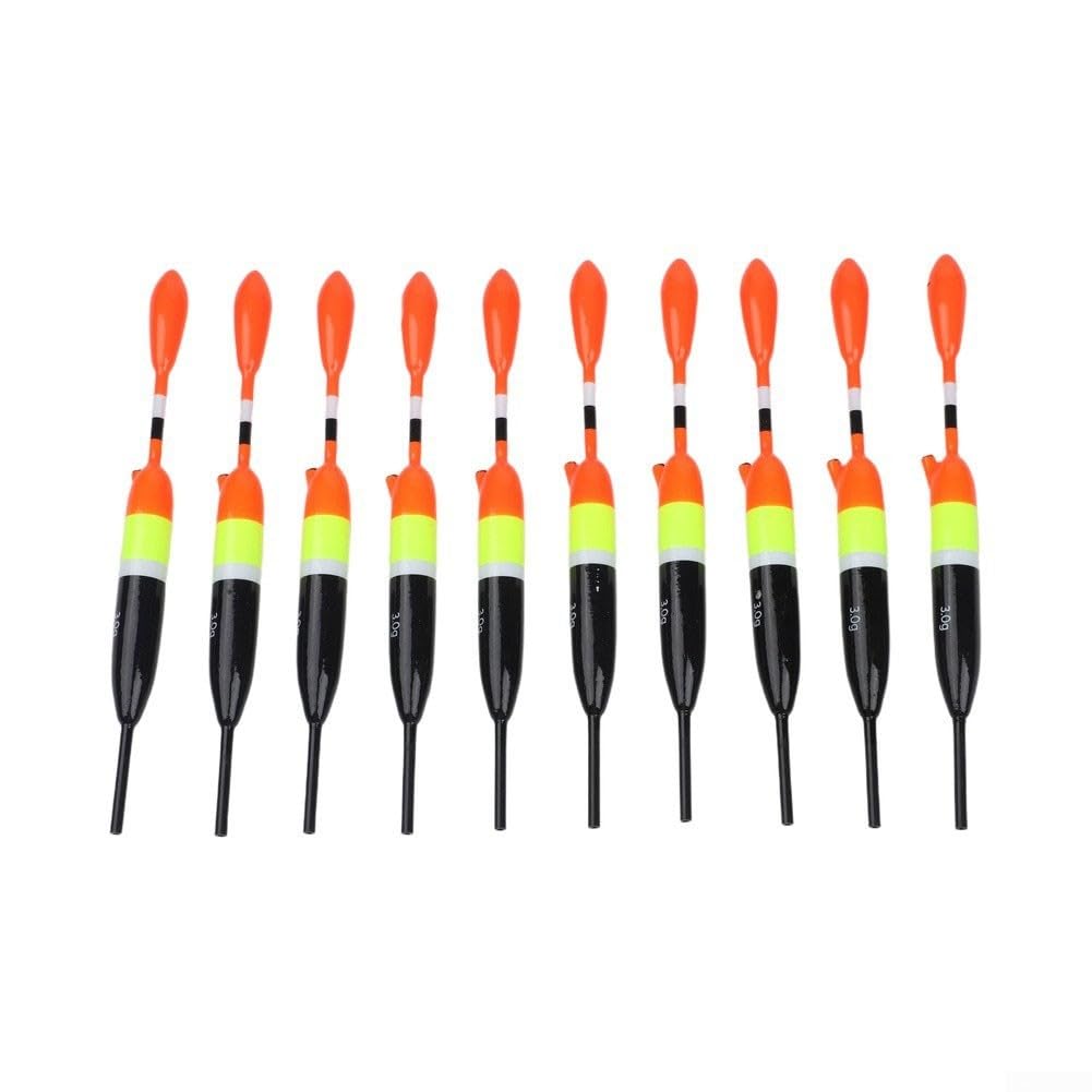 10pcs Fishing Floats Slip Bobbers for Coarse Match Sea Fishing, Sensitive Plastic Standing Floats for Long Cast, Lightweight Red and Black Stream Tackle Accessories(3g)