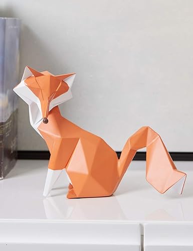 Miniatura 8 de HAUCOZE Figura de zorro para regalo de escultura geométrica, decoración de estatua de animales, regalos de poliresina, 8.0 pulgadas