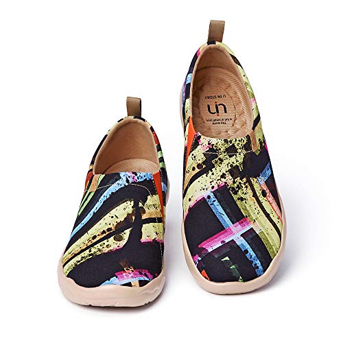 UIN Men's Lightweight Slip Ons Loafers Walking Sneakers Casual Comfort Art Painted Travel Shoes Stripe Affair4