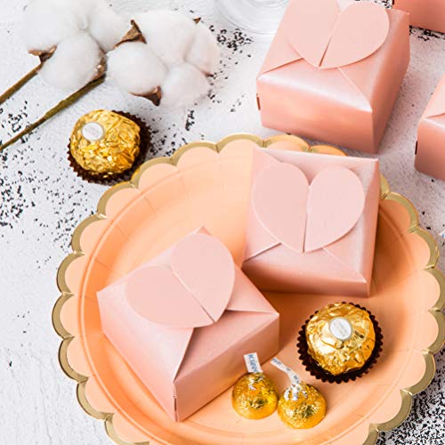 Awell Pink Favor Box Bulk 2.5X2X2.5 Inches With Heart Bow Party Favor Box,Pink,Pack Of 50 #TOP1