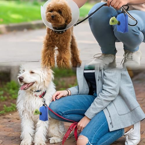 Image of 3pcs Dog Poop Bag Holder, Soft Portable Dog Poop Bag Dispenser, Dogs Waste Bags Holders for Leash for Walking /Running, Fits All Leash(Blue, Gray, Black)