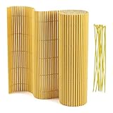 Peviasot PVC Sichtschutzmatte Balkon 2x 80x400 cm Bambus – Rundrohr mit...