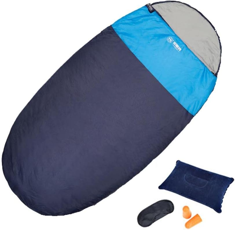 Egg-Shaped Single Sleeping Bag for Cold Weather Hiking | Compact Weight Adult Camping Bag with Double-Sided Zipper - 1.3kg, Navy