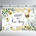 MEHOFOND Happy First Bee-Day Backdrop Honey Bee One Birthday Party Background for Boy Girl Honeycomb Bumble Bee 1st Birthday Decorations Fun to Be One Cake Table Banner Photo Studio Props 7x5ft