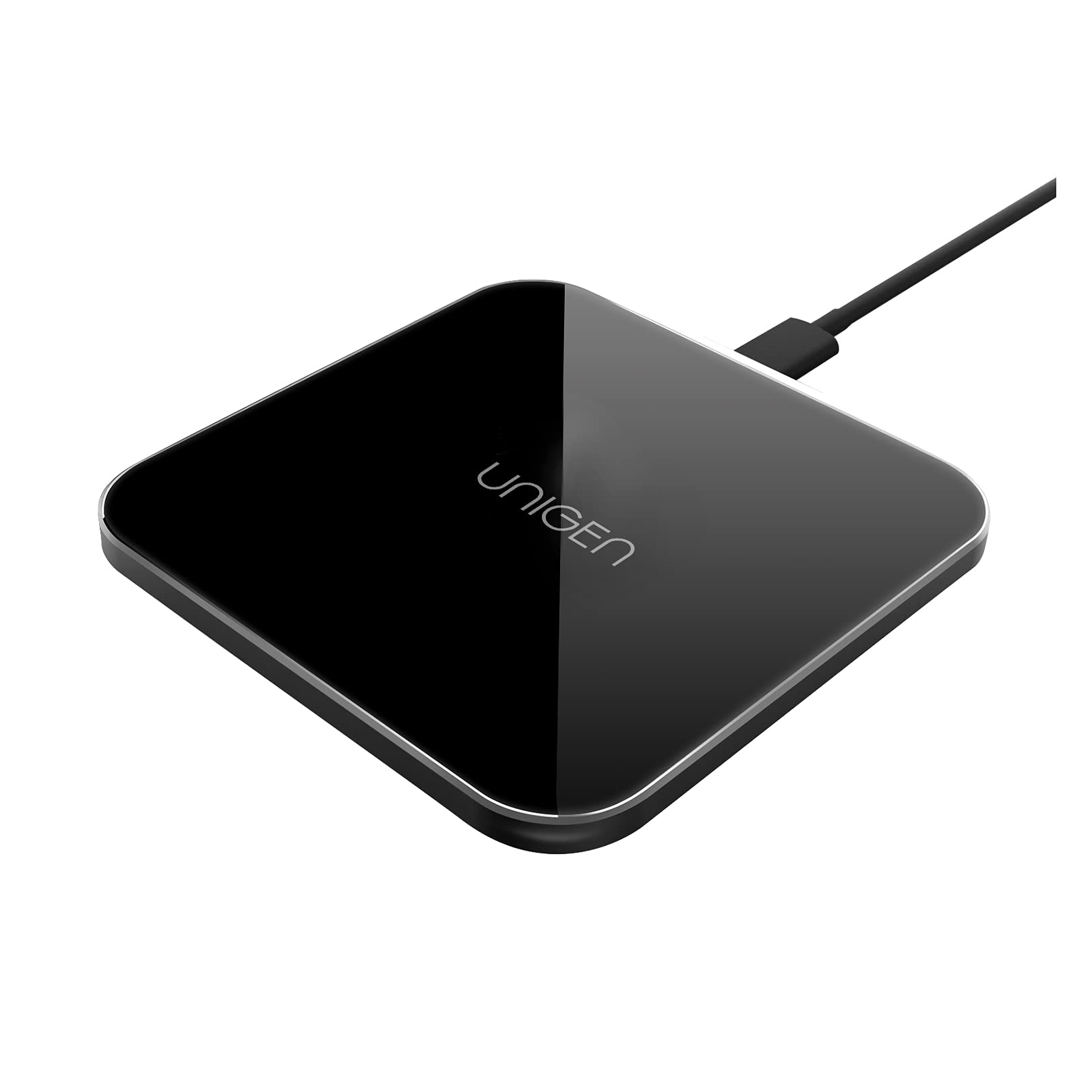 Unigen Audio Unipad 150 Type-C Pd 15W Wireless Qi Charging Pad, 4D Glass Top With Metal Base Compatible For Iphone 13/12/11/Xs/Xr/X/8, Galaxy S20/S10/S9/S8, All Qi-Enabled Phones (Space Grey)