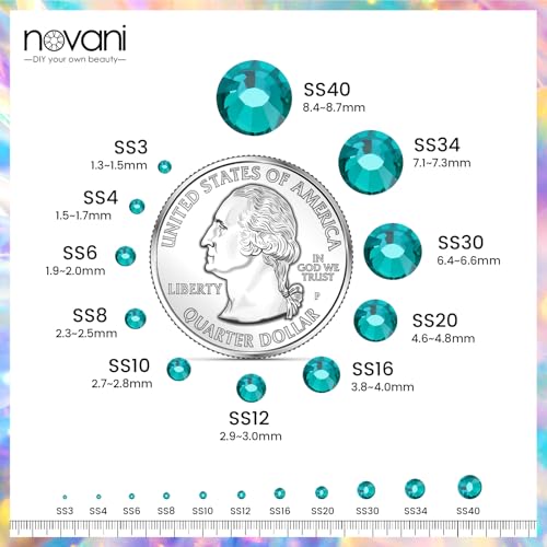 Image of Novani Crystal Rhinestones, Flatback Loose Gemstones 1440pcs Glass Rhinestones for Clothes Shoes Crafts Makeup Nail Art and DIY Decorations(SS16, Green Zircon)