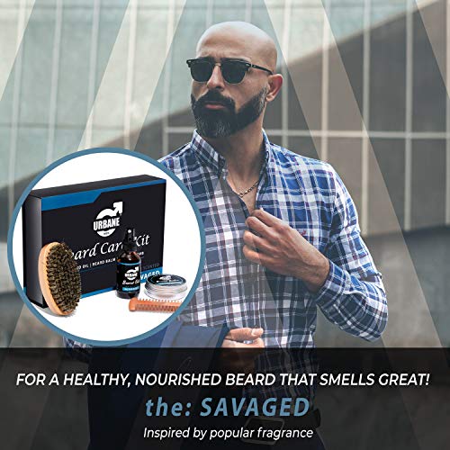 Urbane Men Beard Care Kit – Premium Scented Beard Grooming Set with Beard Oil, Beard Balm, Beard Brush & Comb – Natural and Organic Ingredients – Moisturising Beard Conditioner Gift Set (the: SAVAGED) - Image 7