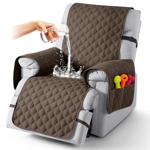 Image of TAOCOCO Waterproof Recliner Covers, 100% Recliner Sofa Covers with Leg Straps, Reversible Recliner Couch Cover for Reclining Chair, Washable Couch Protector for Pets Kids(1 Seater 22 inch, Maroon)