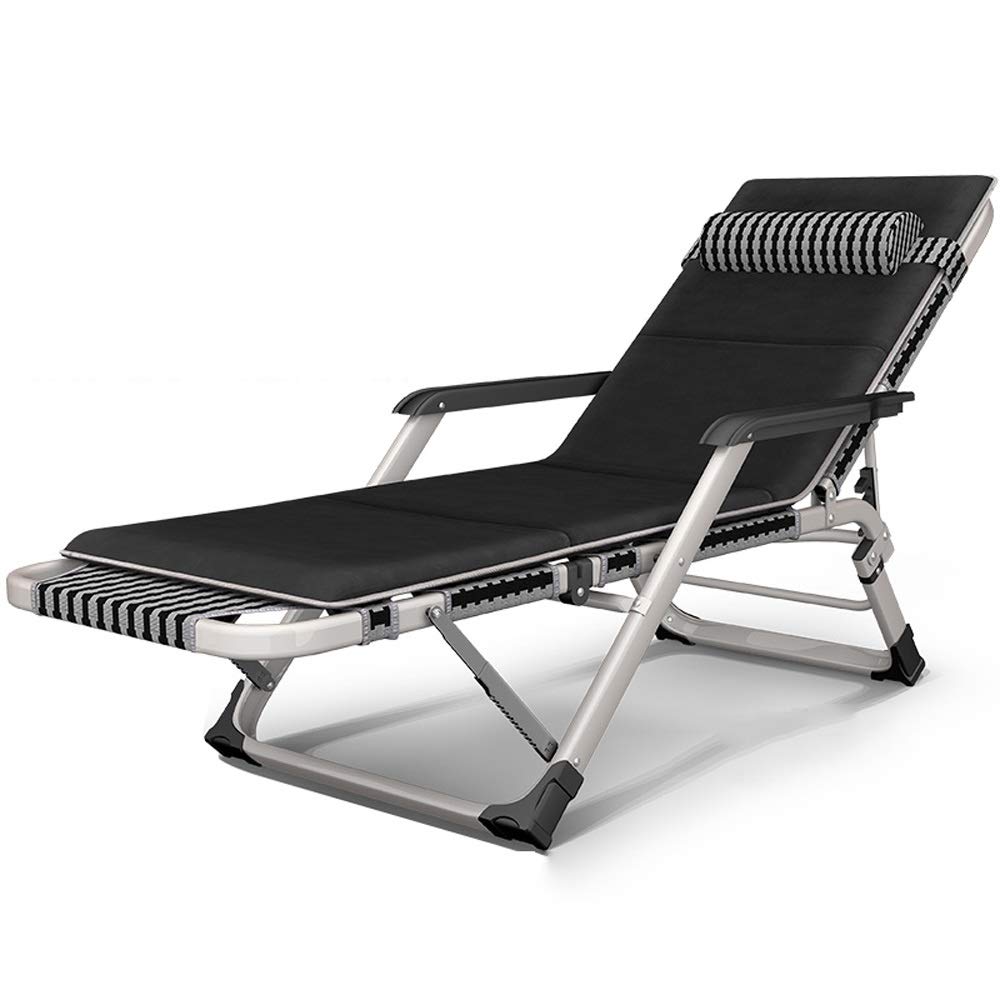 CL& Office lounge chair lunch break chair with detachable cotton pad four seasons universal folding chair portable beach chair, black Zero Gravity Chair