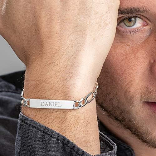 MyNameNecklace Personalized 925 Sterling Silver Amigo ID Bracelet with Custom Inscriptions - Father's Day Jewelry Gift for Men, Him - Pre-Made Names & Custom Your Own - Diamond Option by MYKA - Image 5