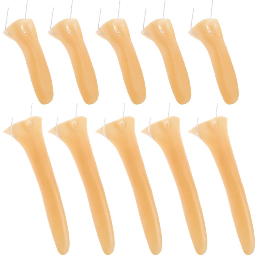 CREATCABIN 10Pcs Fake Nose for Costume Long Latex Nose Gru Prosthetic Nose Pointy Pinocchio Prop Big Witch Nose with Elastic Band for Halloween Party Dress Up Cosplay Prank Supplies 4x2Inch/6.5x2Inch