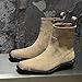 ENOEGMSD Men's Leather Chunky Heel Chelsea Boots Fashion Metal Decoration Square Toe Side Zip Dress Boots Comfortable Business Casual Ankle Boots (Apricot,7)