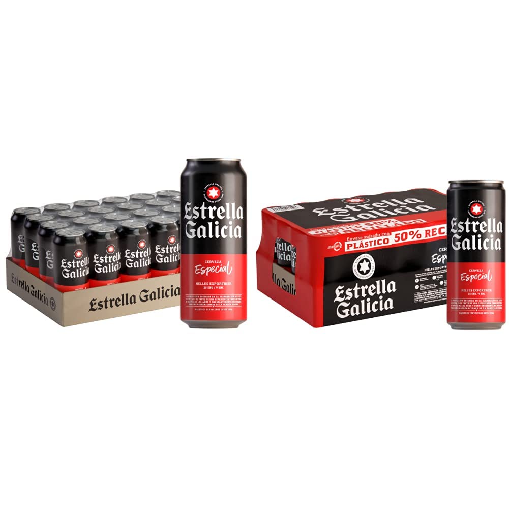 Cervezas Estrella Galicia Especial – Pack de 24 latas de 50 cl – Bebida alcohólica 5,5% de volumen en alcohol – Lager Especial – Cerveza rubia & Cerveza Especial, 24 x 330ml