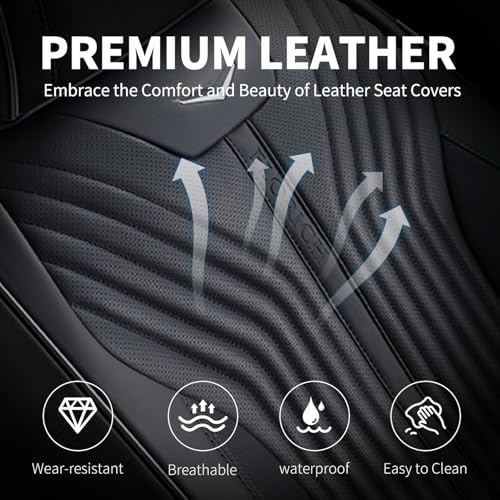 Image of FLORICH Leather Car Seat Cover Automotive Seat Covers Front Seat Waterproof Full Coverage Car Seat Cushion Protector Universal Fit for Most Cars Trucks SUV, Black