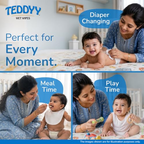 Image of Teddyy Soft Cleansing Baby Wet Wipes with Lid | 216 Wipes | Special Germ Protection | Anti - Rash | Enriched With Aloe Vera and Vitamin E | 72 Wipes x 3 Packs