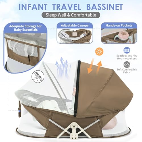 image for ISELECTOR Portable Baby Bassinet for Baby Travel, Baby Cribs Travel Po