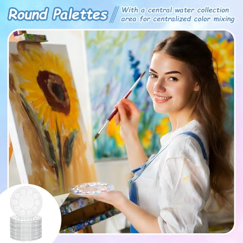 Palette de peinture ronde en plastique transparent de 14cm pour aquarelle lot de 200 - 8