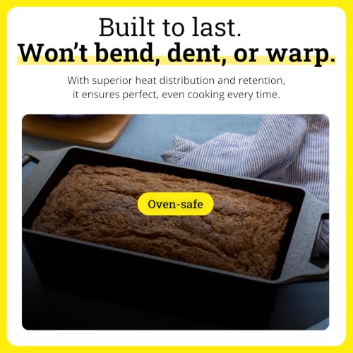Image of Lodge Seasoned Cast Iron Loaf Pan 8.5 Inches - Pre-Seasoned Rectangular Cast Iron Bakeware- Even Browning Bread Pan with Easy-Release Finish - PFAS-Free Non-Toxic Cookware