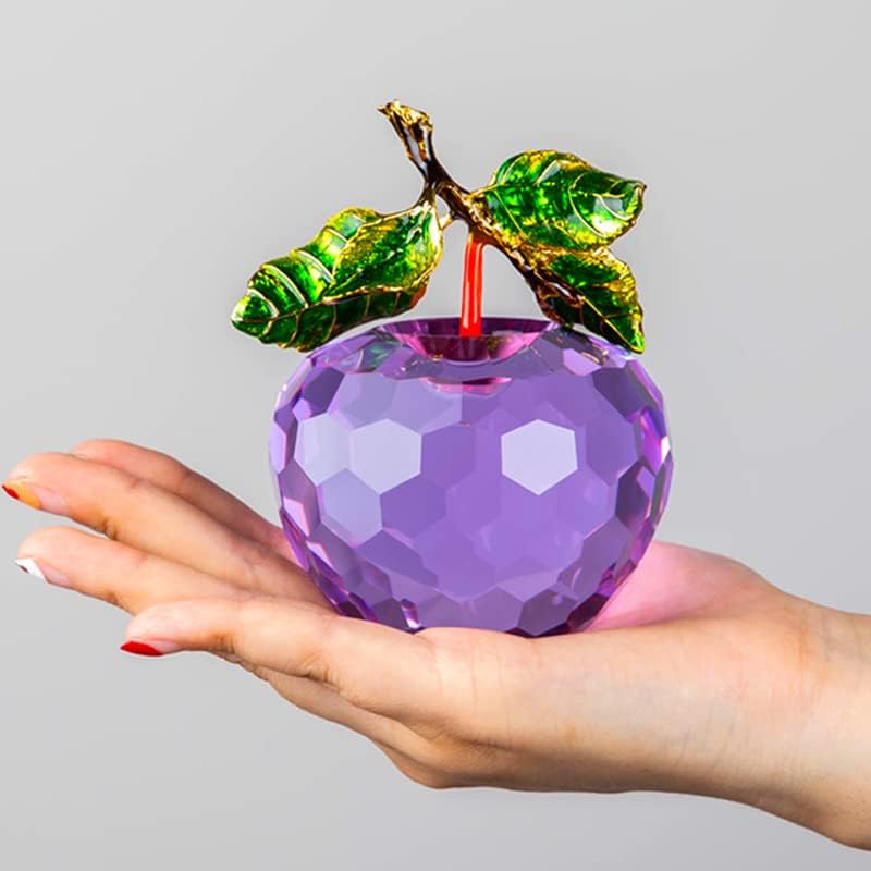 Crystal Ornament Purple Fruits Glass Fruit Figurine Handmade Art Gift for Christmas Birthday Ornament