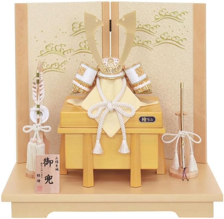 五月人形 兜 平飾り 雅峰 8号 檜二曲屏風 幅36cm(6K21AA245) 五月人形