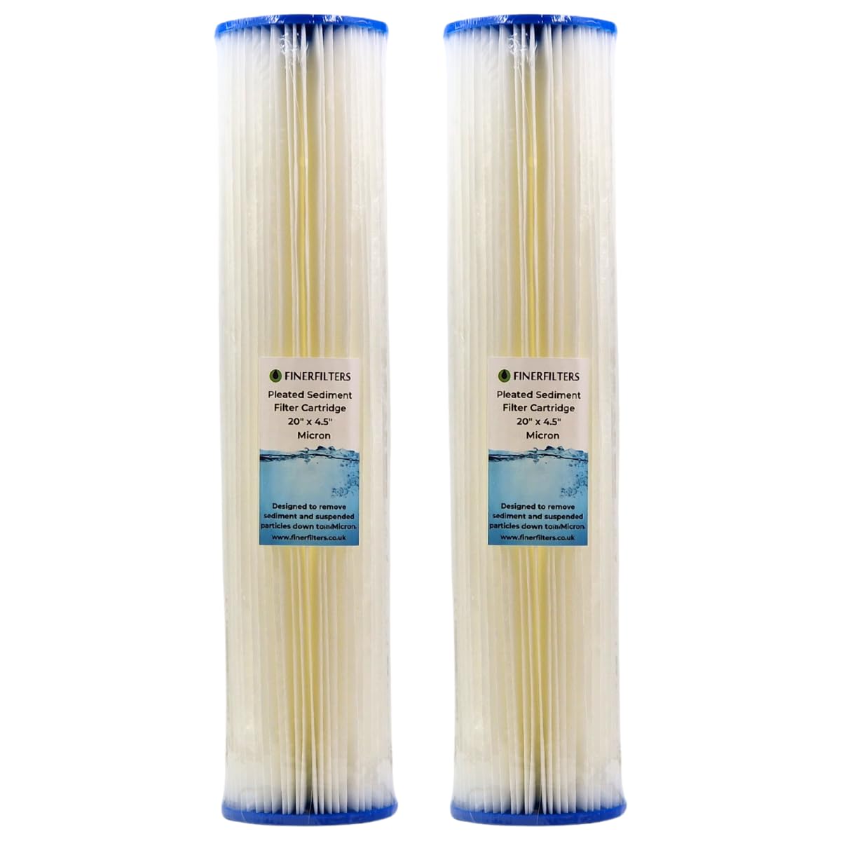 20" Jumbo Pleated Sediment Water Filter | 50 Micron, 20" x 4.5" | Washable Filter to Extend Lifespan, Fits 20" Jumbo Housings (2 Pack)
