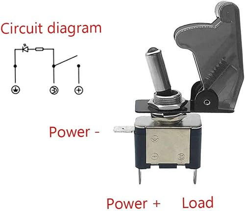 Miniatura 3 de iJDMTOY (2) Interruptor de dos posiciones onoff SPST - con cubierta abatible, estilo avión, 12V20A, iluminación LED., Rojo