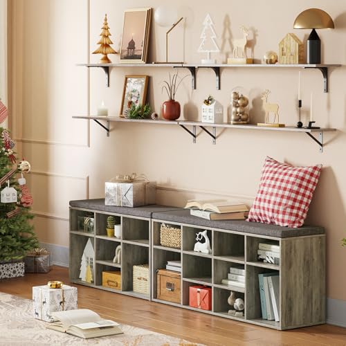 DINZI LVJ Shoe Storage Bench with Cushion, 31.5" Cubby Shoe Rack, 9 Cubbies by DINZI LVJ - Used condition - Image 2