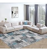 Area Rug Living Room Rugs 8x10 Washable: Soft Modern Abstract Fluffy Rug with Non-Slip Backing, I...