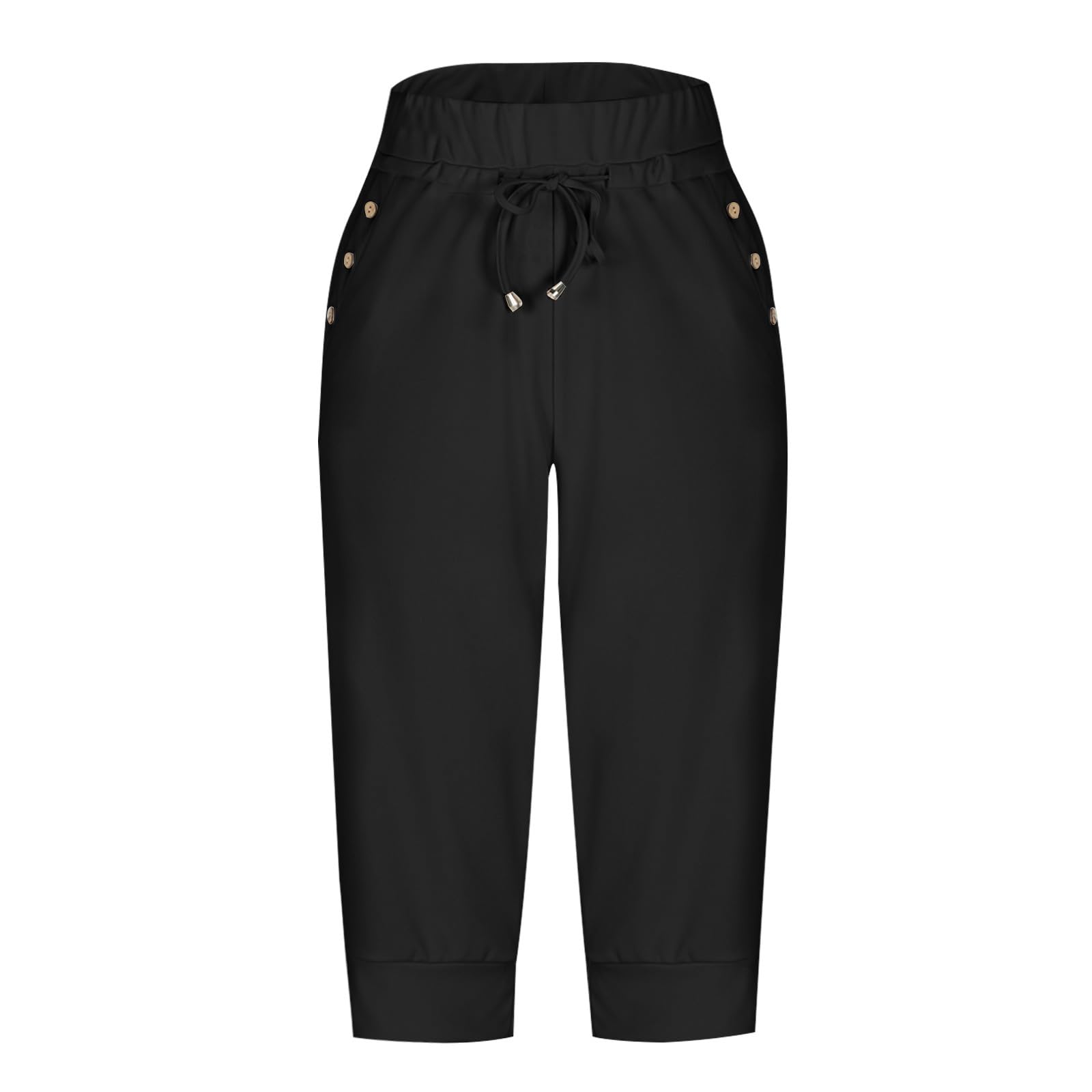 EMATOP Jogginghose Damen 3/4 Lang Baumwolle Sporthose Casual Capri Hose Leicht Einfarbig Laufhose Sport Sommer Sweathose Elegant Bequem Sommerhose mit Taschen Freizeithose Trainingshose Outdoor